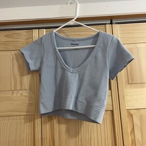 Garage Women's Light Blue Ribbed Crop Top